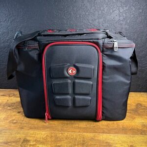 6 Pack Fitness Innovator 500 Meal Prep Bag Black Red Large Insulated Organizer